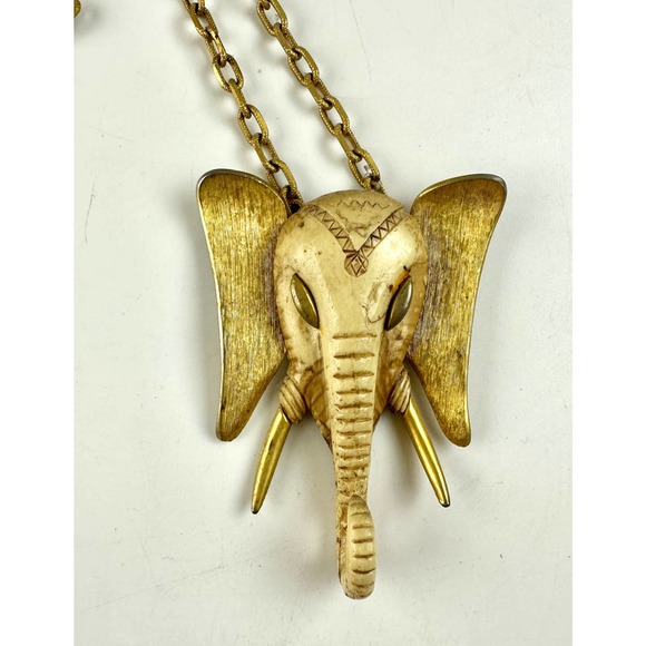 Vintage 1970's Luca Razza Elephant Necklace Oversized Statement Estate Piece - Picture 3 of 11
